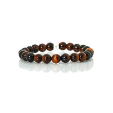 Load image into Gallery viewer, Red Tiger Eye Stone Double Flat Silver Bracelet (8 MM)