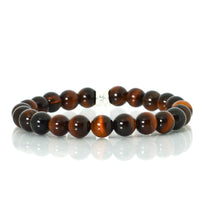Load image into Gallery viewer, Red Tiger Eye Stone Double Flat Silver Bracelet (8 MM)