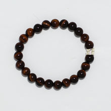 Load image into Gallery viewer, Red Tiger Eye Stone Double Flat Silver Bracelet (8 MM)