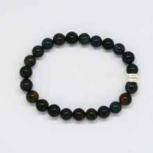 Load image into Gallery viewer, Bloodstone Double Silver Bead Bracelet (8 MM)