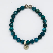 Load image into Gallery viewer, Natural Apatite Stone Silver Bead Bracelet (8 MM)