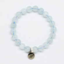 Load image into Gallery viewer, Aquamarine Stone Flat Silver Bracelet (8 MM)