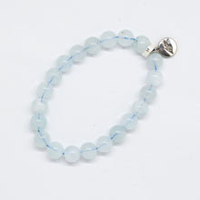 Load image into Gallery viewer, Aquamarine Stone Flat Silver Bracelet (8 MM)