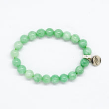 Load image into Gallery viewer, Jade Stone Flat Silver Bead Bracelet (8 MM)