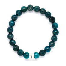 Load image into Gallery viewer, Apatite stone Double Flat Silver Bracelet (8 MM)