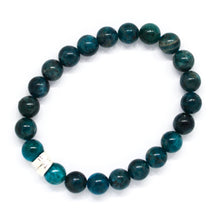 Load image into Gallery viewer, Apatite stone Double Flat Silver Bracelet (8 MM)