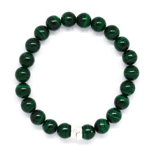 Load image into Gallery viewer, Malachite Stone Double Flat Silver Bracelet (8 MM)
