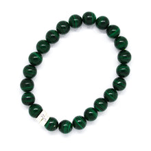 Load image into Gallery viewer, Malachite Stone Double Flat Silver Bracelet (8 MM)
