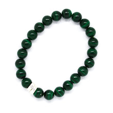 Load image into Gallery viewer, Malachite Stone Double Flat Silver Bracelet (8 MM)