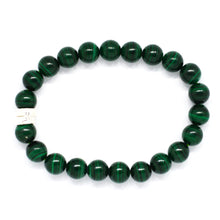 Load image into Gallery viewer, Malachite Stone Double Flat Silver Bracelet (8 MM)