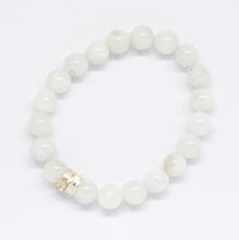 Load image into Gallery viewer, Moonstone Double Flat Silver Bead Bracelet (8 MM)