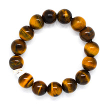 Load image into Gallery viewer, Tiger Eye Double Flat Silver Bracelet (12 MM)
