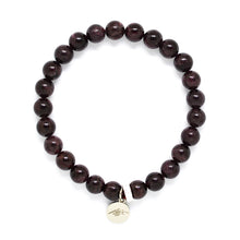 Load image into Gallery viewer, Garnet Stone Flat Silver Bracelet (8 MM)
