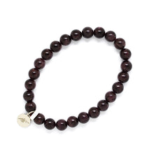 Load image into Gallery viewer, Garnet Stone Flat Silver Bracelet (8 MM)