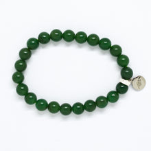 Load image into Gallery viewer, Green Aventurine Flat Silver Bead Bracelet (8 MM)