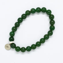 Load image into Gallery viewer, Green Aventurine Flat Silver Bead Bracelet (8 MM)
