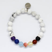 Load image into Gallery viewer, 7 CHAKRA White Howlite Silver Bead Bracelet (8 MM)
