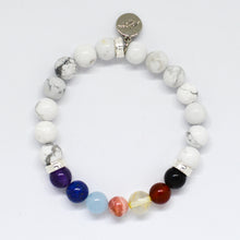 Load image into Gallery viewer, 7 CHAKRA White Howlite Silver Bead Bracelet (8 MM)