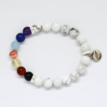 Load image into Gallery viewer, 7 CHAKRA White Howlite Silver Bead Bracelet (8 MM)