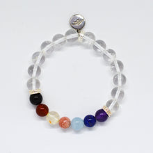 Load image into Gallery viewer, 7 CHAKRA Clear Quartz Silver Bead Bracelet (8 MM)
