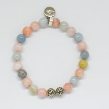 Load image into Gallery viewer, Morganite Stone Silver Bead Bracelet (8 MM)