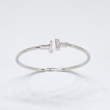 Load image into Gallery viewer, Classical Zircon Studded Open Silver Bracelet
