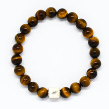 Load image into Gallery viewer, Tiger Eye Stone Infinity Silver Bead Bracelet (8 MM)