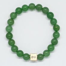 Load image into Gallery viewer, Green Aventurine Infinity Silver Bead Bracelet (8 MM)