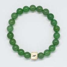 Load image into Gallery viewer, Green Aventurine Infinity Silver Bead Bracelet (8 MM)