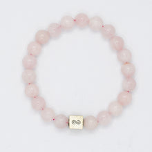 Load image into Gallery viewer, Rose Quartz Infinity Silver Bead Bracelet (8 MM)