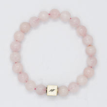Load image into Gallery viewer, Rose Quartz Infinity Silver Bead Bracelet (8 MM)