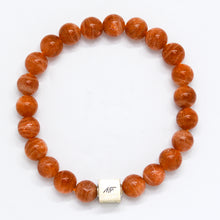 Load image into Gallery viewer, Natural Sunstone Infinity Silver Bracelet (8 MM)