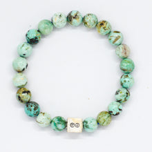 Load image into Gallery viewer, Peru Turquoise Infinity Silver Bracelet (8 MM)