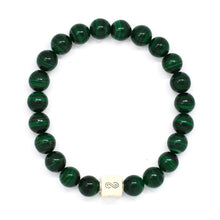 Load image into Gallery viewer, Malachite Infinity Silver Bead Bracelet (8 MM)