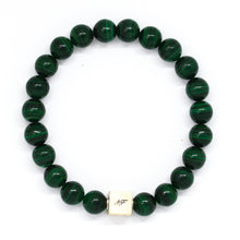 Load image into Gallery viewer, Malachite Infinity Silver Bead Bracelet (8 MM)