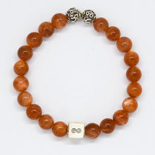 Load image into Gallery viewer, Sunstone Infinity Round Silver Bracelet (8 MM)