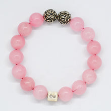 Load image into Gallery viewer, Rose Quartz Super Infinity Round Silver Bracelet (12 MM)
