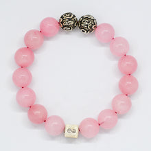 Load image into Gallery viewer, Rose Quartz Super Infinity Round Silver Bracelet (12 MM)