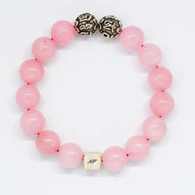Load image into Gallery viewer, Rose Quartz Super Infinity Round Silver Bracelet (12 MM)