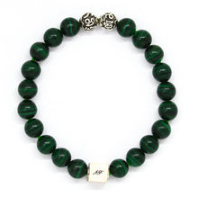 Load image into Gallery viewer, Malachite Infinity Round Silver Bracelet (8 MM)