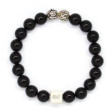 Load image into Gallery viewer, Tourmaline Infinity Round Silver Bead Bracelet (8 MM)