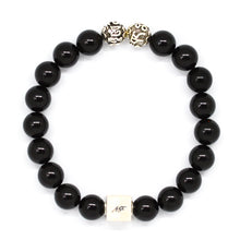 Load image into Gallery viewer, Tourmaline Infinity Round Silver Bead Bracelet (8 MM)