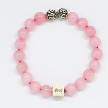 Load image into Gallery viewer, Rose Quartz Super Round Infinity Silver Bracelet (8 MM)