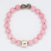 Load image into Gallery viewer, Rose Quartz Super Round Infinity Silver Bracelet (8 MM)