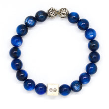 Load image into Gallery viewer, Kyanite Infinity Round Silver Bracelet (8 MM)