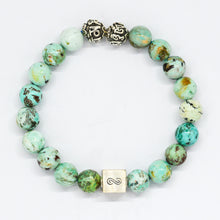 Load image into Gallery viewer, Peru Turquoise Infinity Round Silver Bracelet (8 MM)