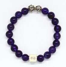 Load image into Gallery viewer, Amethyst Infinity Round Silver Bead Bracelet (8 MM)