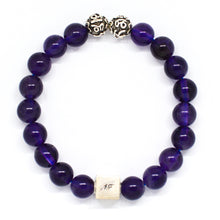 Load image into Gallery viewer, Amethyst Infinity Round Silver Bead Bracelet (8 MM)