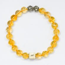 Load image into Gallery viewer, Citrine Infinity Round Silver Bead Bracelet (8 MM)