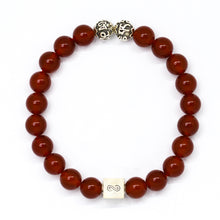 Load image into Gallery viewer, Carnelian Infinity Round Silver Bracelet (8 MM)